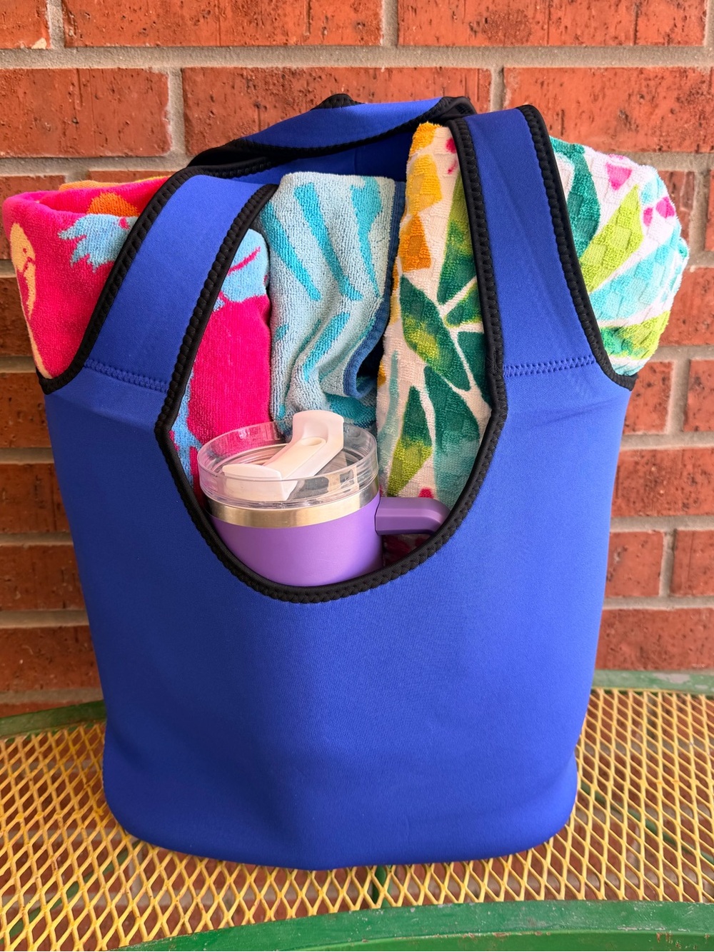 NWT Royal Blue Neoprene Tote with Black Trim